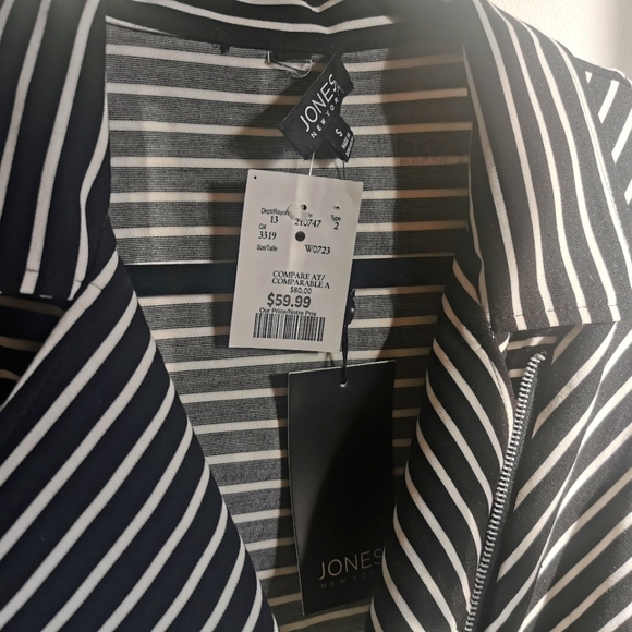 Jones New York Navy and Off-White Striped Jacket - Picture 3 of 6